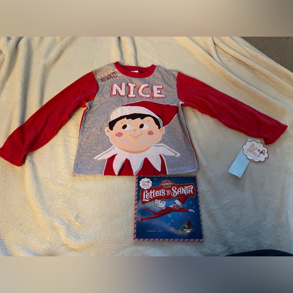Elf on the shelf medium pajama  shirt M and book bundle